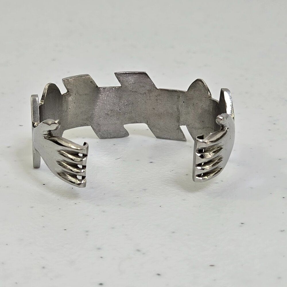 Hands Bracelet Hug‎ Wrap Around Cuff Silver Tone Art Deco Vintage Geometric